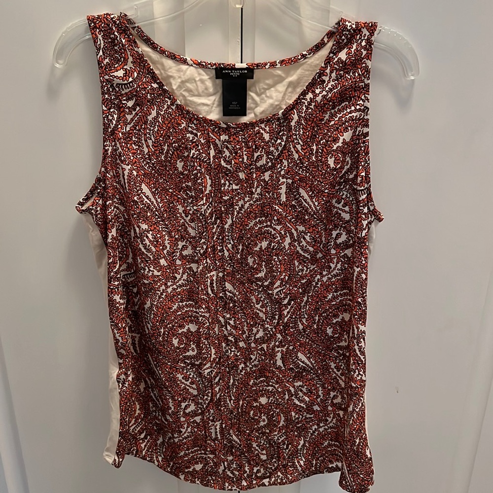 ANN TAYLOR LOFT PATTERNED VINE BLOUSE SIZE XSP